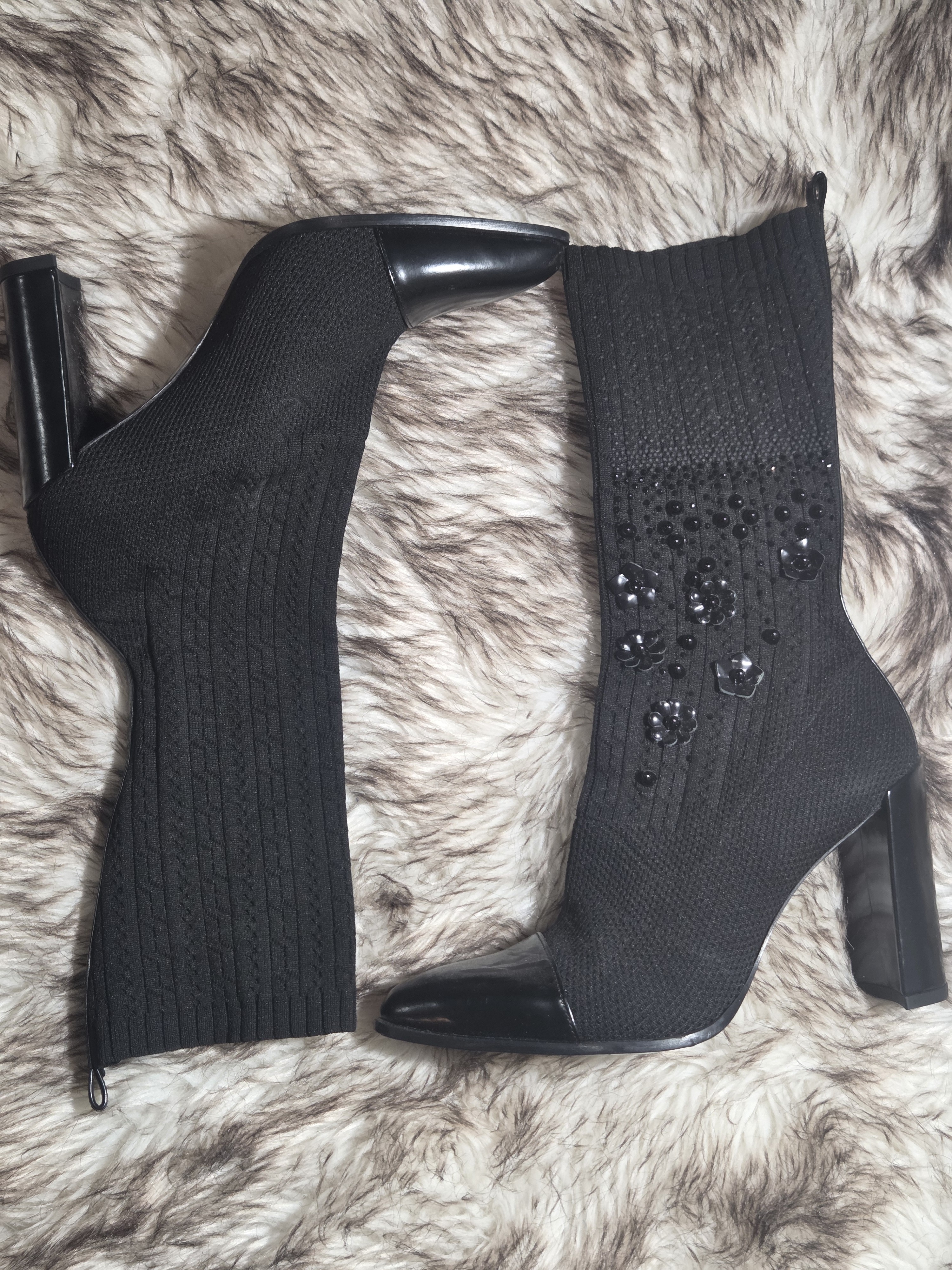 Stuart Weitzman Sockhop Embellished Knit Sock Boot Size 8